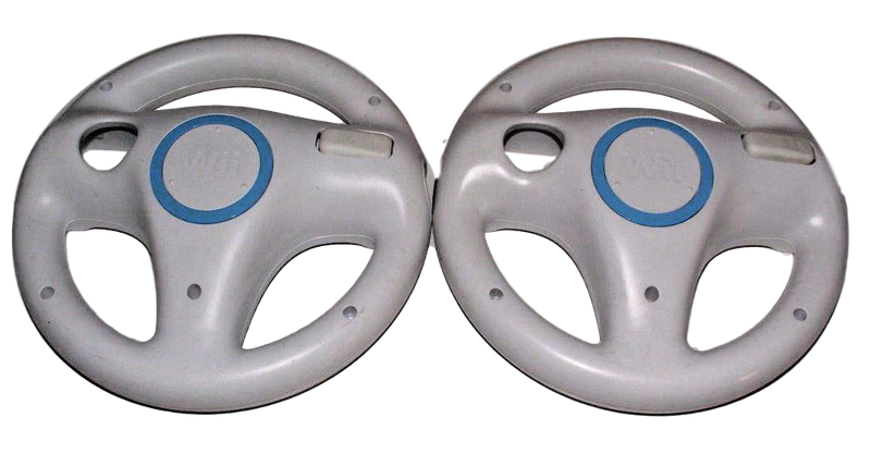 2 x Genuine Nintendo Wii Wii U White Steering Wheel Mario Kart Racing (Preowned)