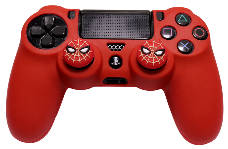 Spiderman Silicone Cover + Thumb Cap Combo PS4/3 Xbox One/360 Case Extra Grip