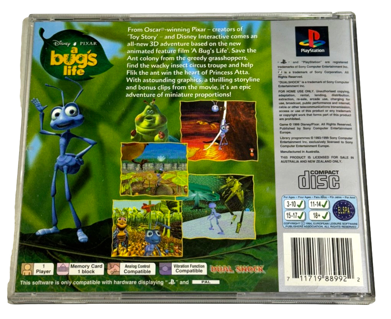 A Bug's Life PS1 PS2 PS3 PAL (Platinum) *No Manual* (Preowned)