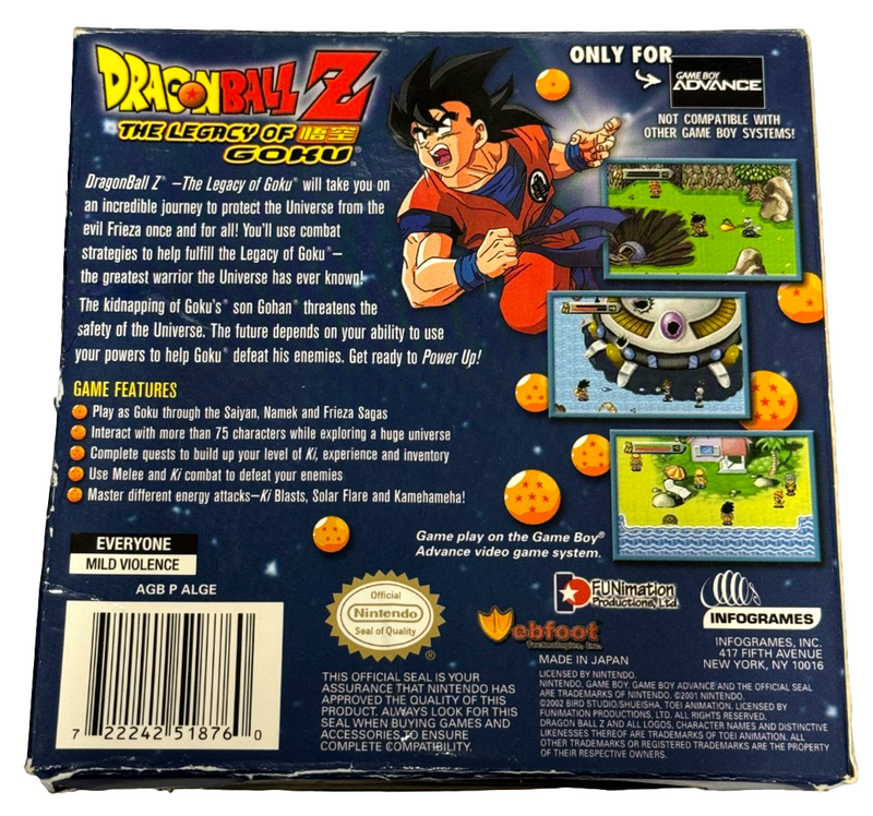 Dragonball Z The Legacy of Goku Nintendo Gameboy Advance GBA *Complete* Boxed