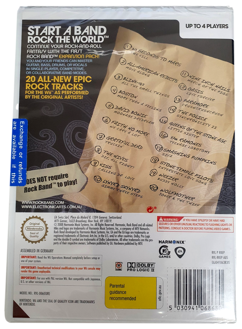 Rock Band Song Pack 1 Nintendo Wii PAL *New Sealed*