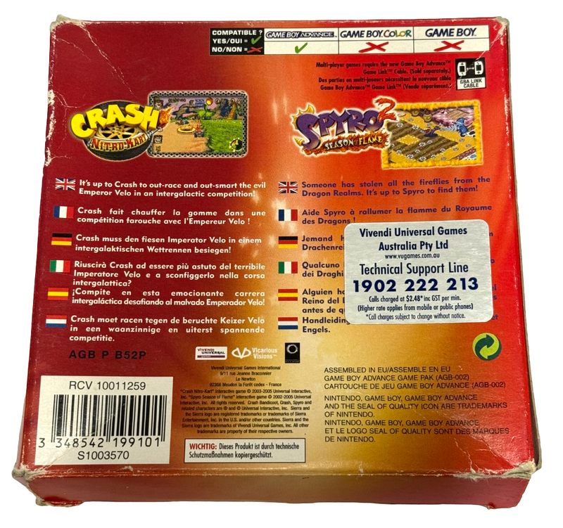 Crash & Spyro Super Pack 2 Nintendo Gameboy Advance GBA *Complete* Boxed (Preowned)