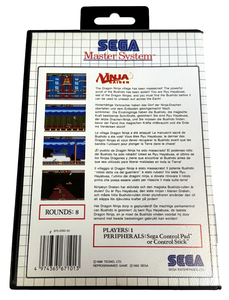 Ninja Gaiden Sega Master System *Complete* (Preowned)