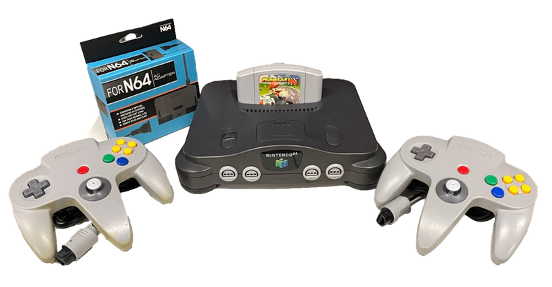 Nintendo 64 Console + 2 Grey Controllers + Mario Kart N64 PAL HDMI  (Preowned)