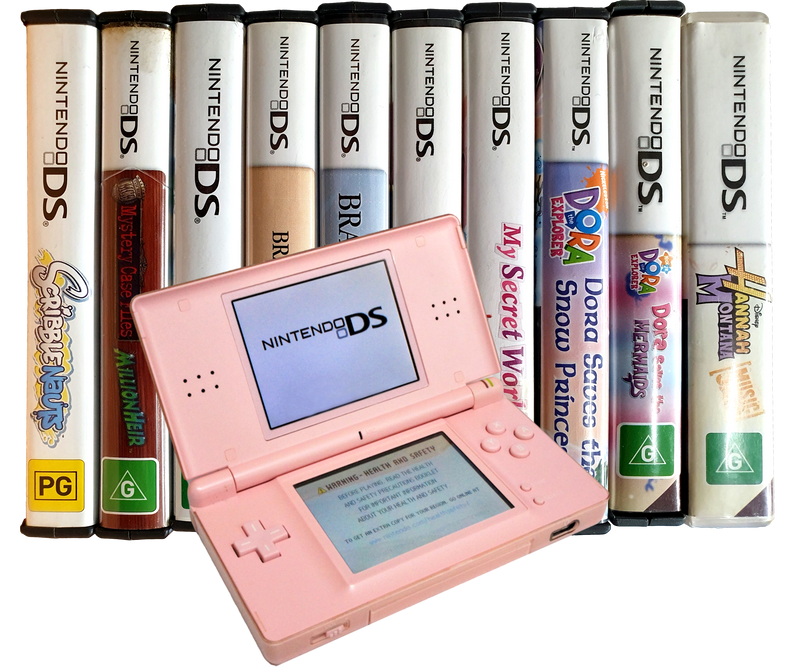 Pink Nintendo DS Lite Console + USB Charger and 10 Game Bundle (Refurbished)