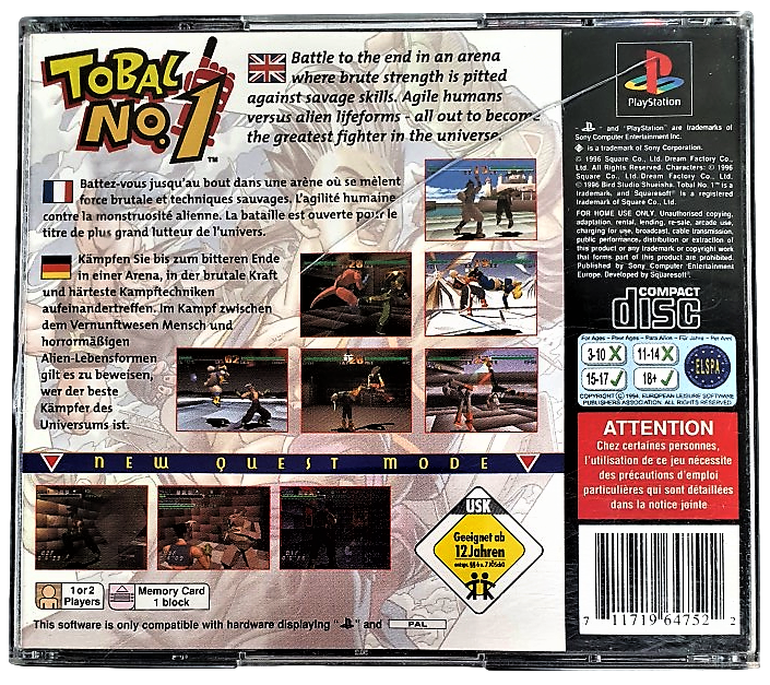 Tobal No.1 PS1 PS2 PS3 PAL *Complete* (Pre-Owned)