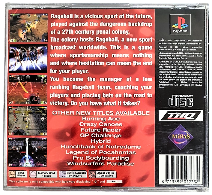 RAGEBALL PS1 PS2 PS3 PAL *Complete* (Pre-Owned) (Pre-Owned)