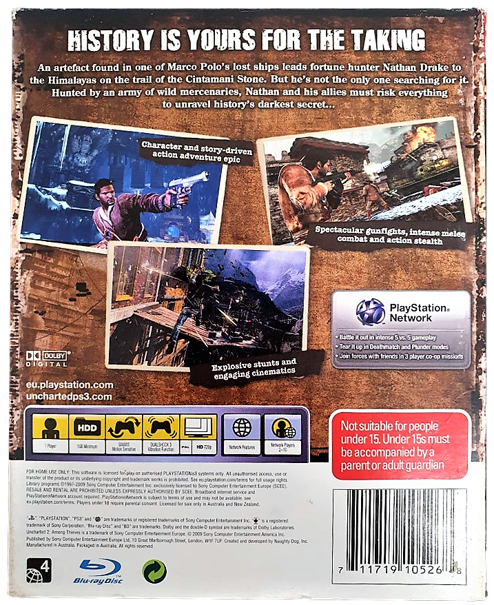 Uncharted 2 Limited Edition *Complete* Playstation 3 Sony PS3 (Pre-Owned)
