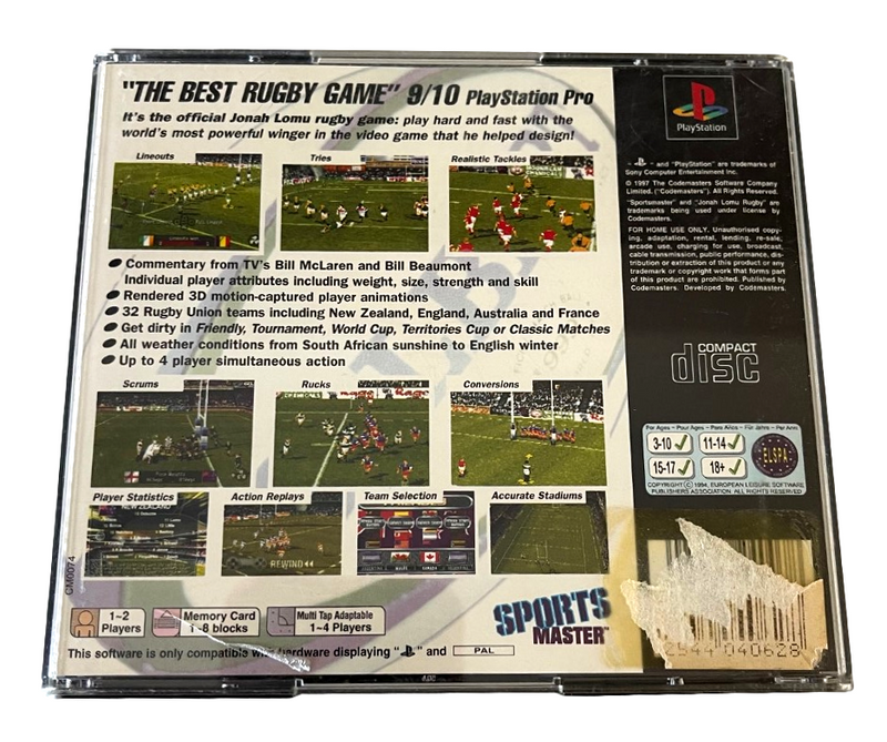 Jonah Lomu Rugby PS1 PS2 PS3 PAL *No Manual* (Preowned)