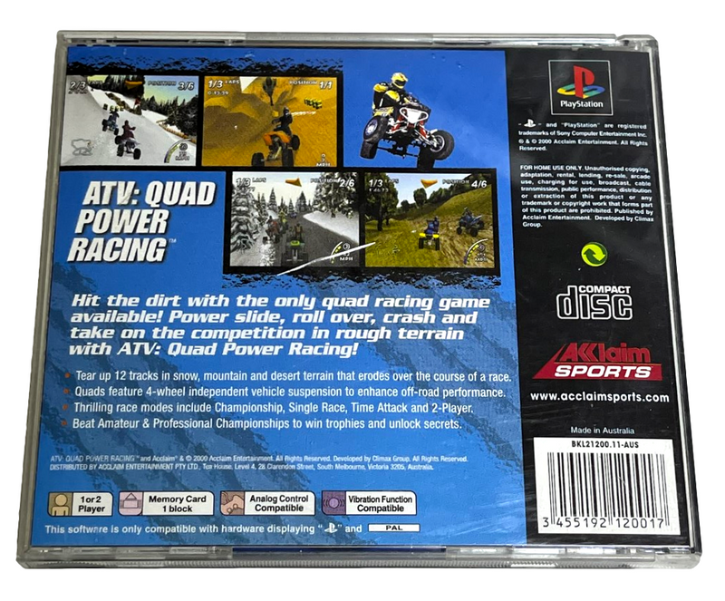 ATV: Quad Power Racing PS1 PS2 PS3 PAL *Complete* (Preowned)