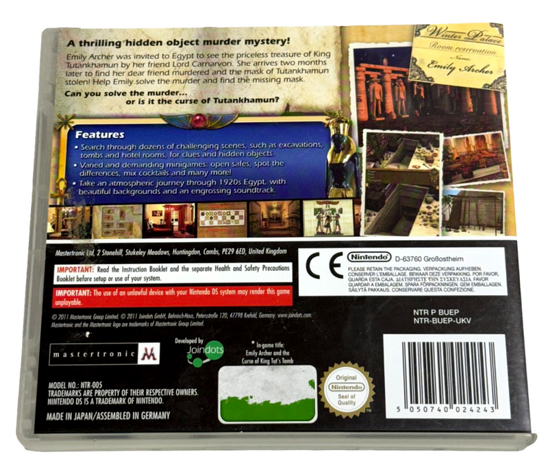 Emily Archer and the Curse of Tutankhamun Nintendo DS 2DS 3DS Game *Complete* (Preowned)