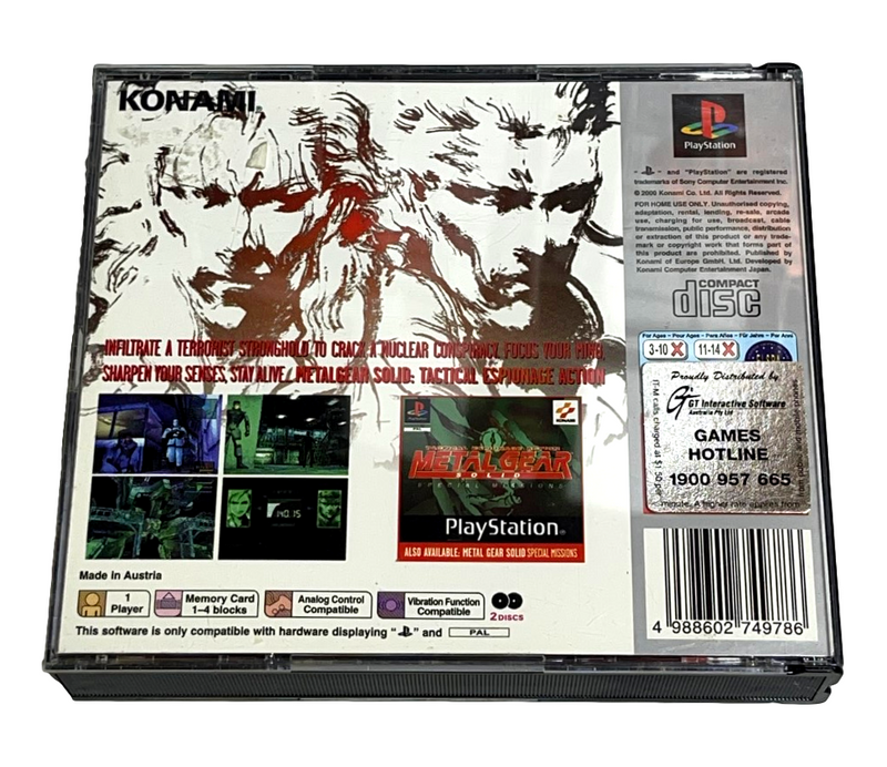 Metal Gear Solid PS1 PS2 PS3 PAL *Complete* (Platinum) (Preowned)