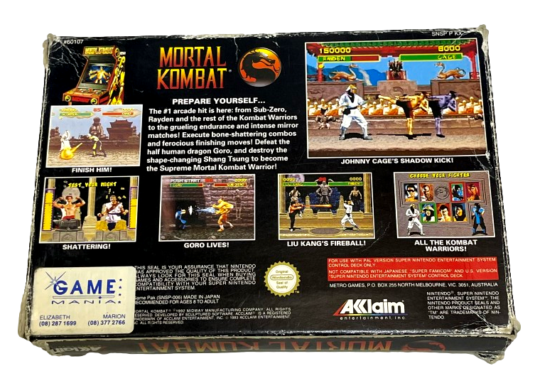 Mortal Kombat Nintendo SNES Boxed PAL *Complete* (Preowned)