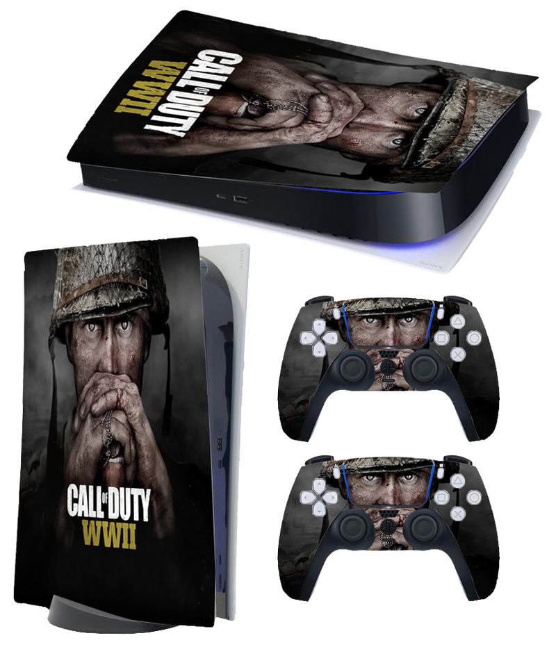 1st Edition PS5 Themed Decal Sticker Wrap For Disc Edition Console - Call Of Duty WWII