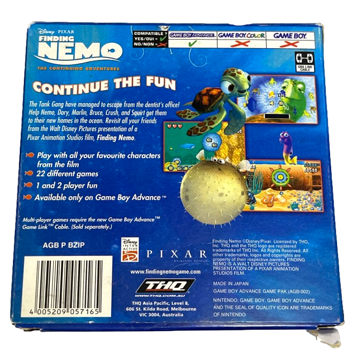 Finding Nemo The Continuing Adventure Nintendo Gameboy Advance GBA Complete* Boxed  (Preowned)