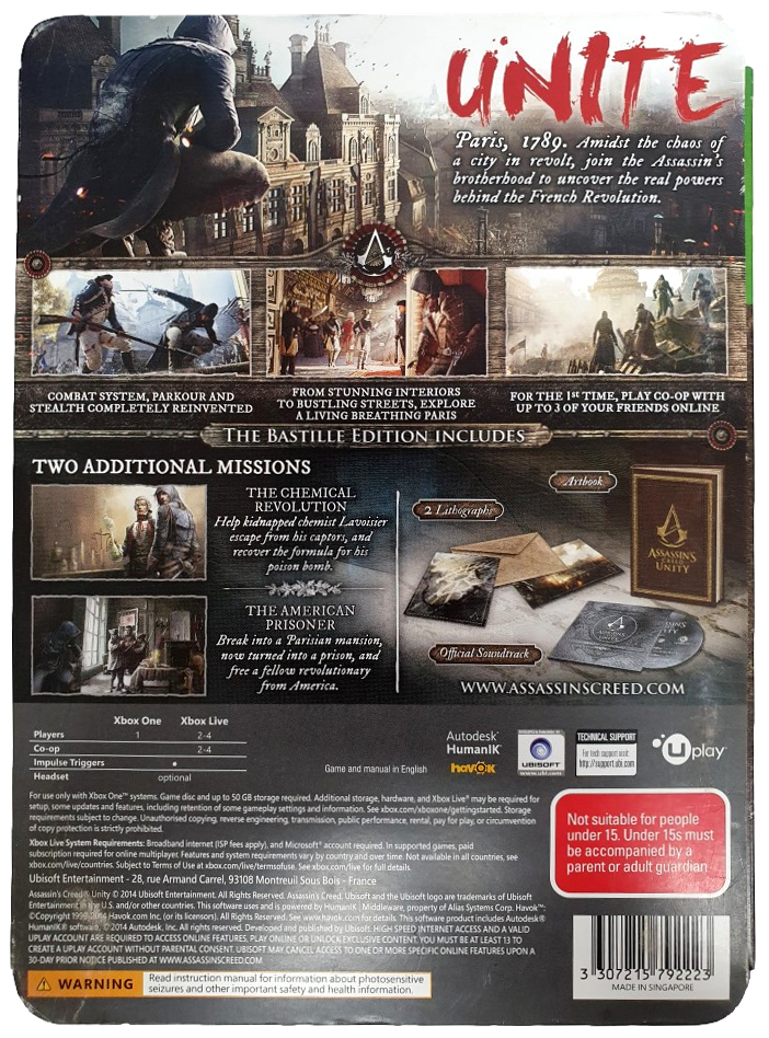 Assassin's Creed Unity Bastille Edition Microsoft Xbox One Steelbook (Pre-Owned)