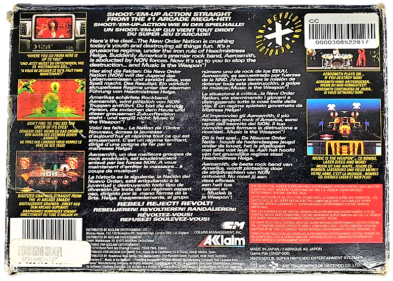 Revolution X Nintendo SNES Boxed PAL *Complete* Featuring Aerosmith (Preowned)