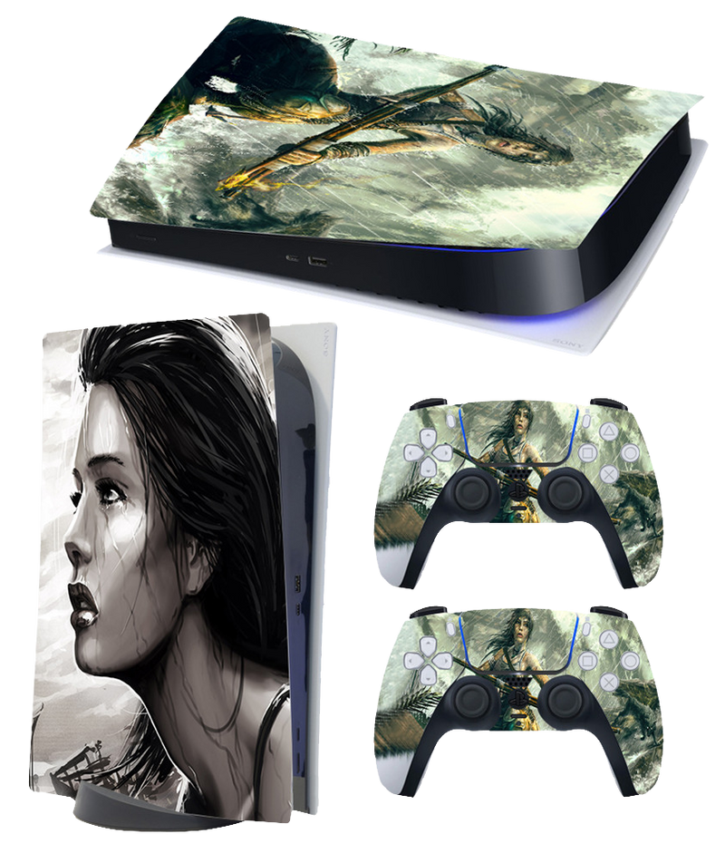 1st Edition PS5 Themed Decal Sticker Wrap For Disc Edition Console - Tomb Raider