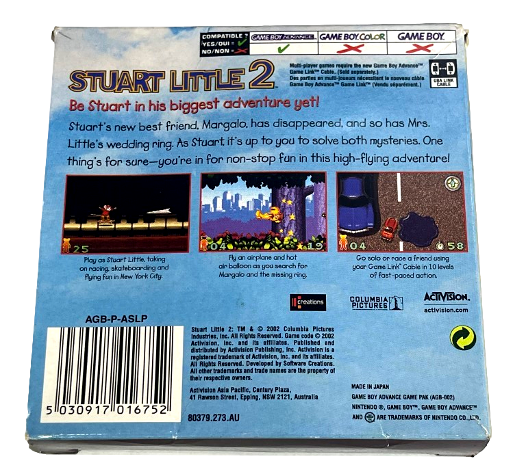 Stuart Little 2 Gameboy Advanced GBA *Manual* Boxed (Preowned)