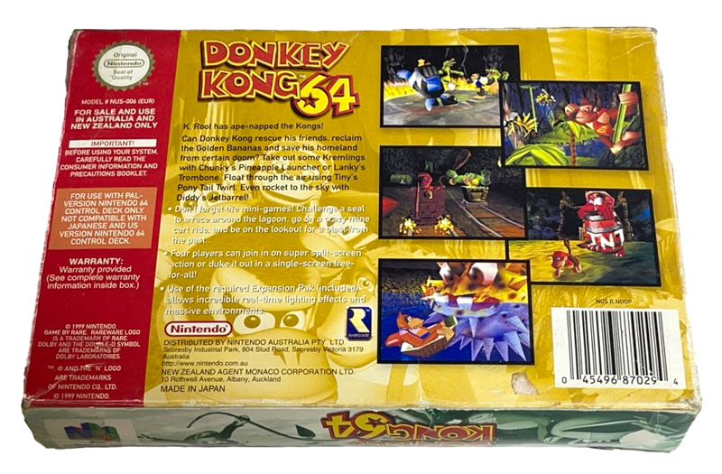 Donkey Kong 64 Nintendo 64 N64 Boxed PAL *Complete* Expansion Pak & Puller (Preowned)