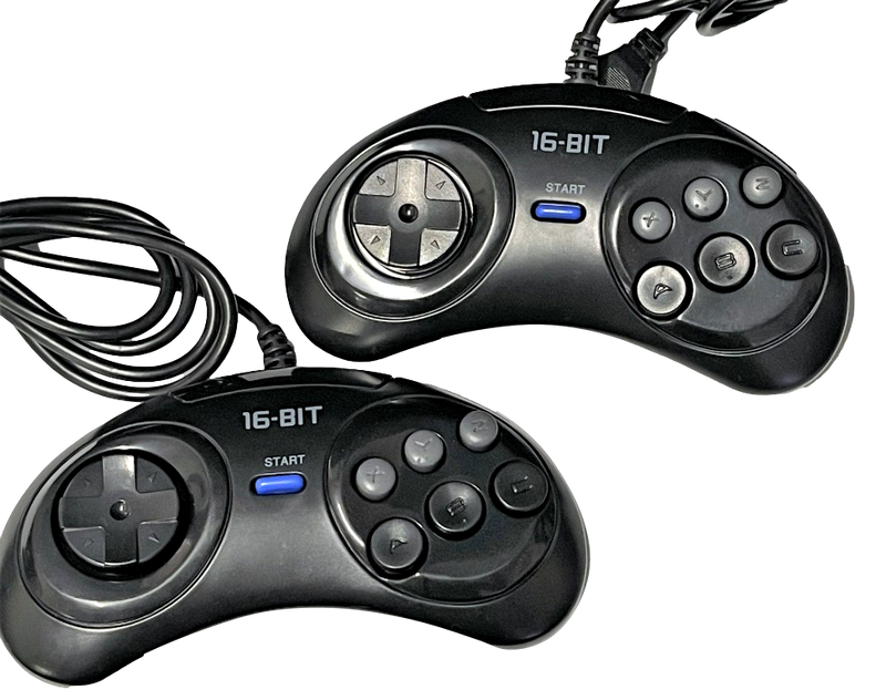 2 X 16-Bit Sega Mega Drive Controller 6 Button Master System New Aftermarket Pad