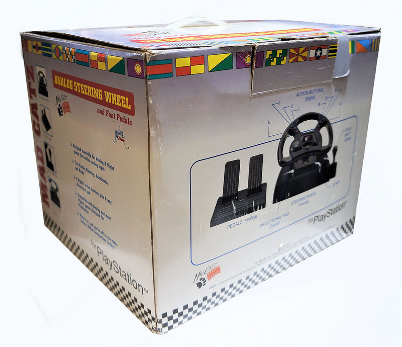 Mad Catz Analog Steering Wheel for Playstation 1 Sony PS1 in Original Box (Preowned)