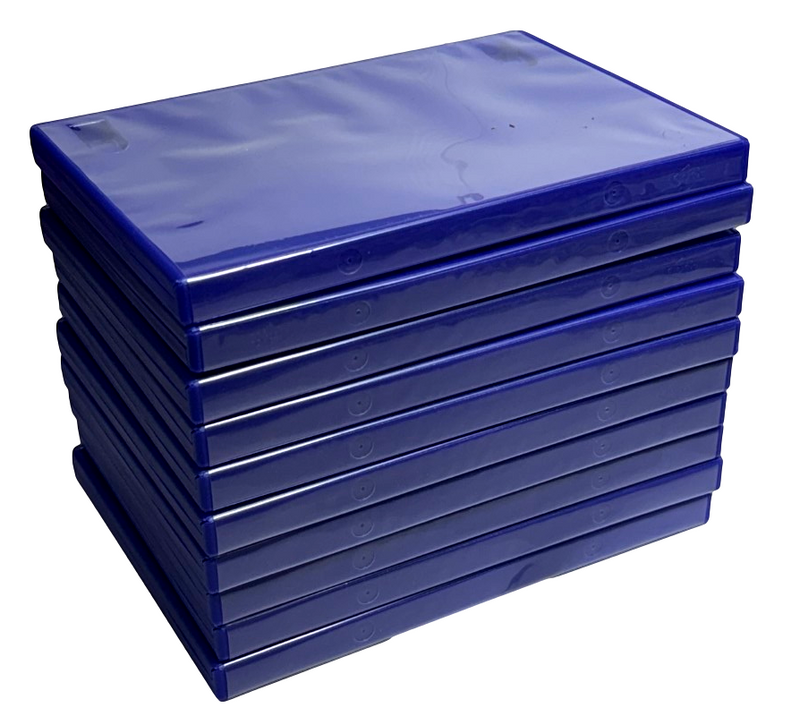 10 x Blue PS2 Replacement Game Case With Memory Card Spot Playstation 2