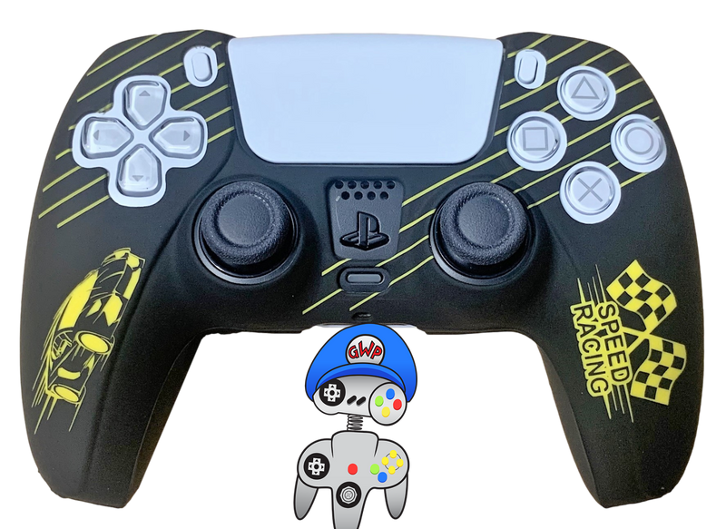 Silicone Cover For PS5 Controller Case Skin - Yellow Racer - Games We Played