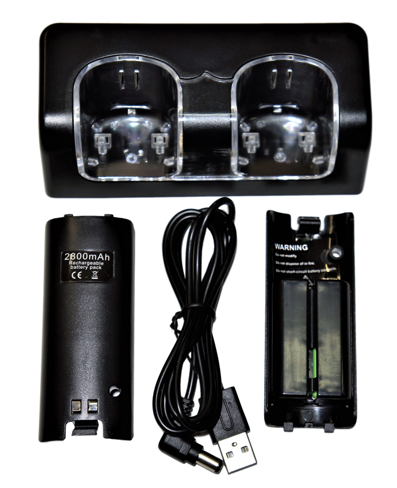 2 in 1 Dual Controller Charging Dock Set for Nintendo Wii - Black Battery - Games We Played