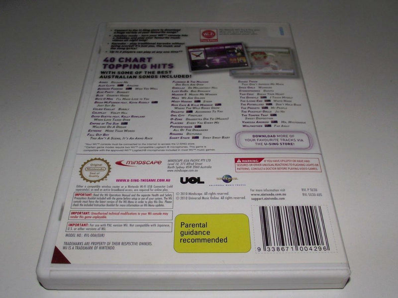 U Sing 2 Australian Edition Nintendo Wii PAL *Complete*(Preowned)
