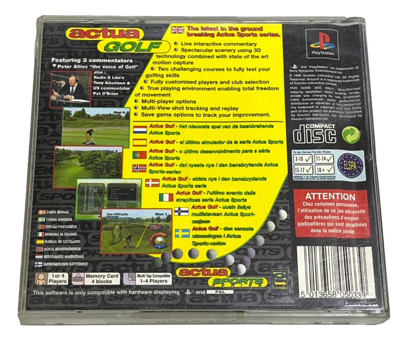 Actua Golf PS1 PS2 PS3 PAL *Complete* (Preowned)