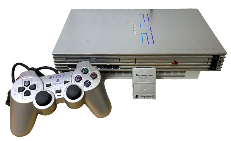 Silver Playstation 2 Phat PS2 Console + Dual Shock Controller PAL (Pre-Owned)