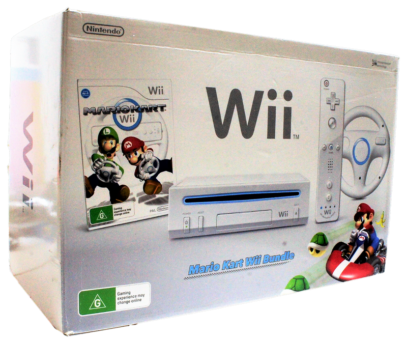 Mario Kart White Wii Bundle In Original Box (Preowned)